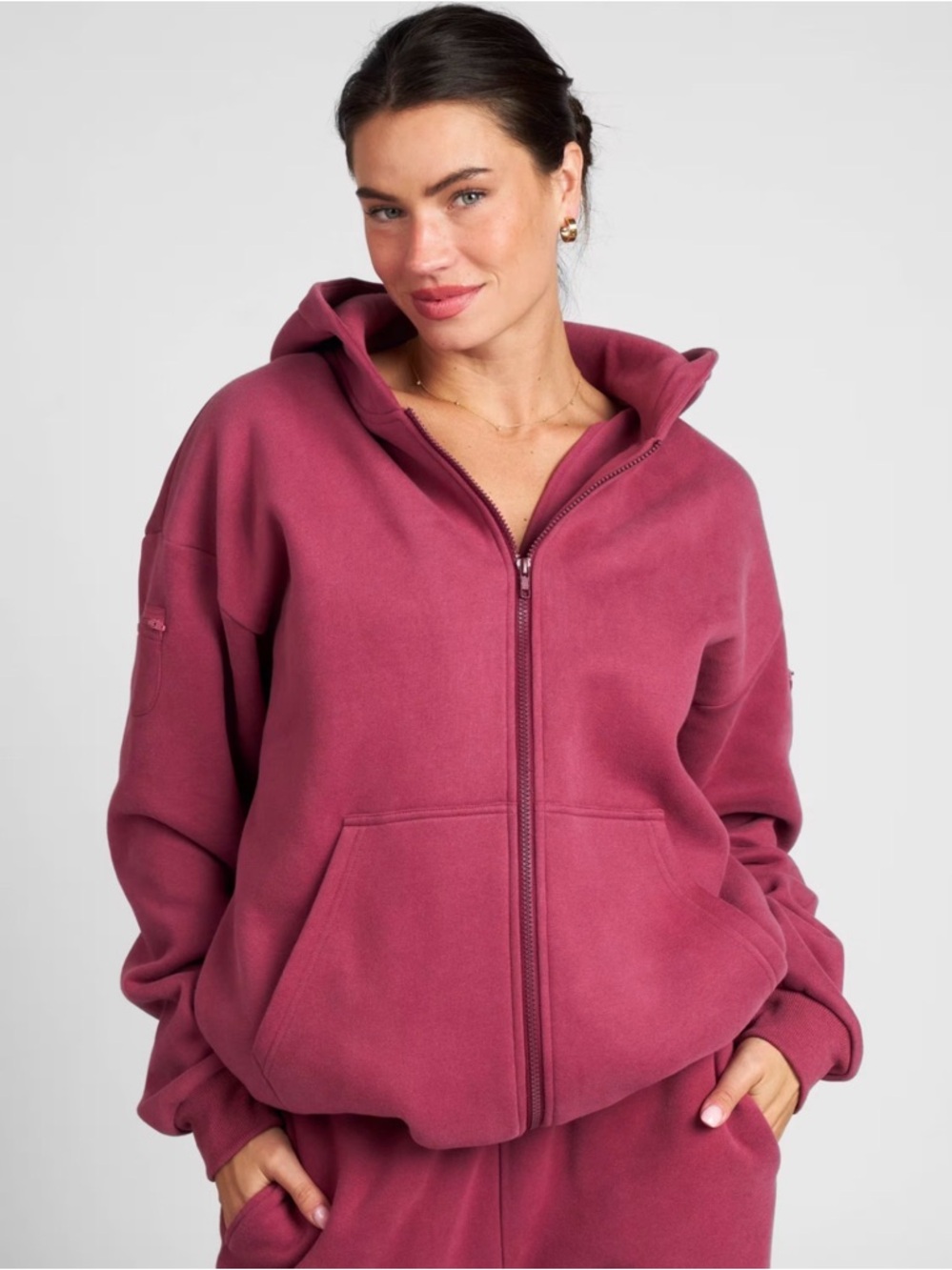 Cozy Full-Zip Hoodie SET Raspberry